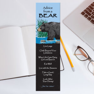 Advice from Bear plastic bookmark.