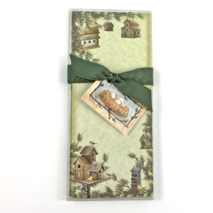 Gift stationery set with birdhouse designs.