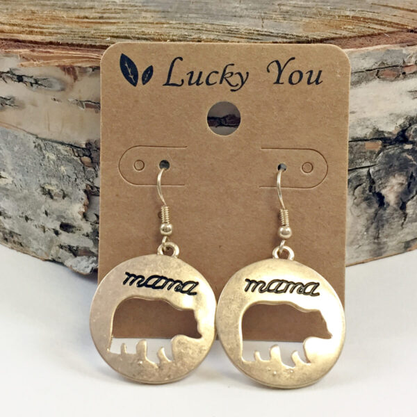 Cutout Mama Bear Metal Earrings