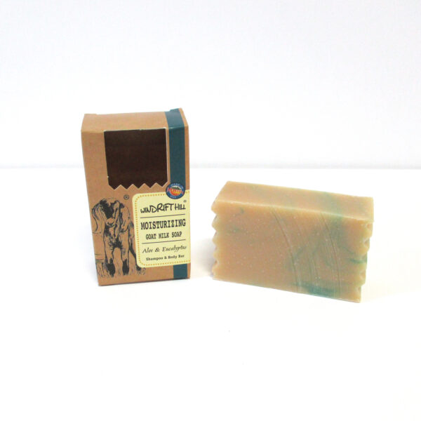 Bar of soap with eucalypts and aloe.