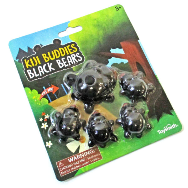 Set of squishy 5 black bear toys.