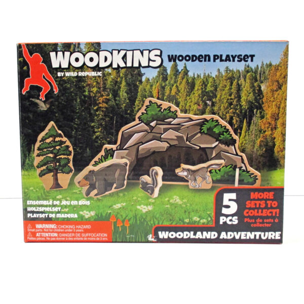 Wood playset of a wilderness animal set in North America.